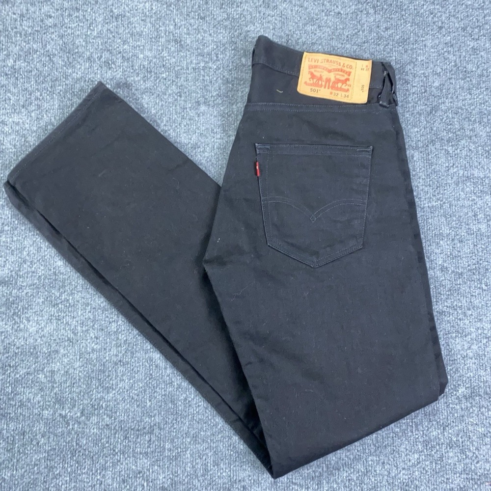 Levi's Mens 501xx Original Straight Black Denim Jeans Mens Size 32x34 Button Fly